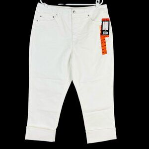 Frye Women's Stretch High-Rise White Cuffed Cropped Jeans Size 16/34 NWT